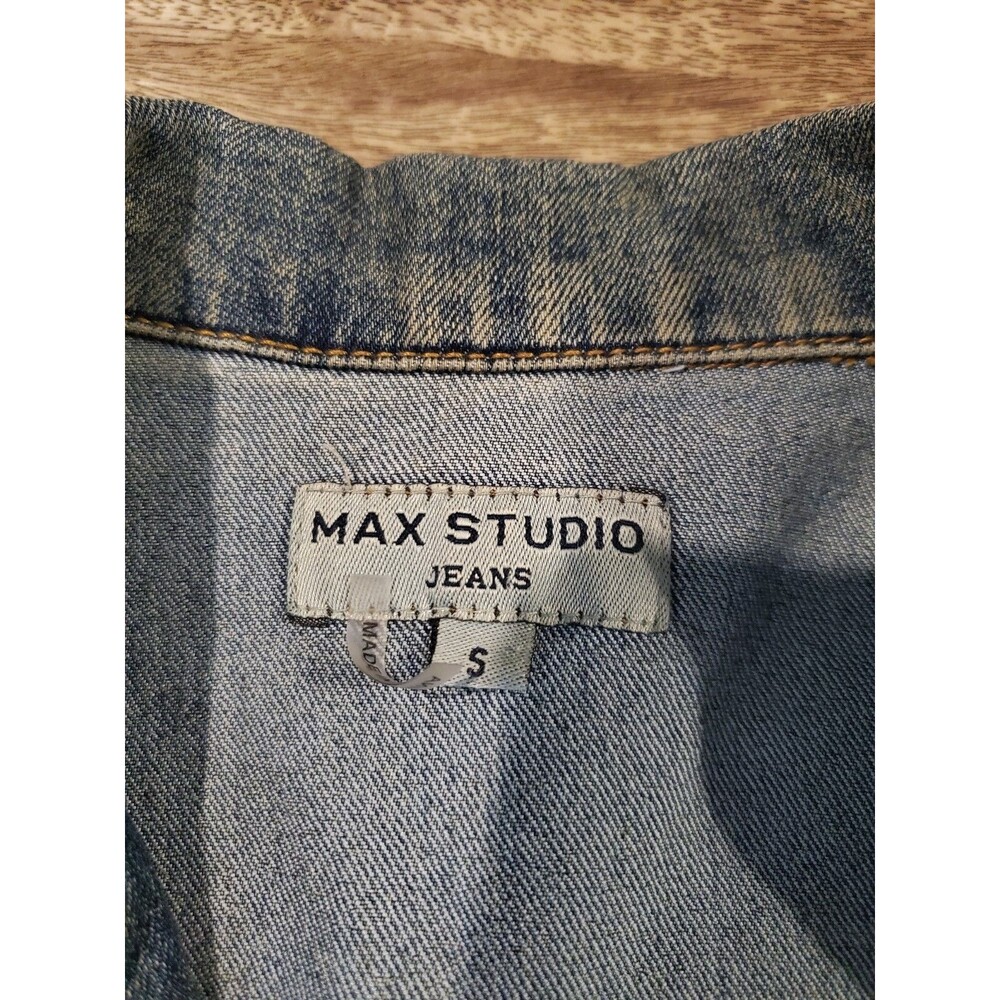 Max Studio Jeans Women's Small Soft Denim Blazer Jacket Single Button Blue - Picture 3 of 5